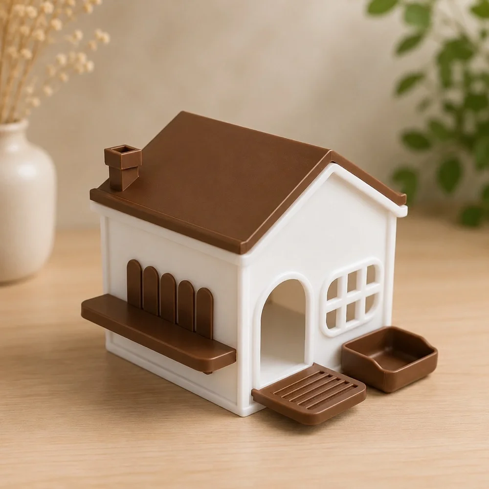 Small Pets Brown and White Hamster House Hideout
